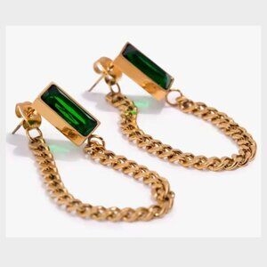 14K Gold Filled Emerald Earrings